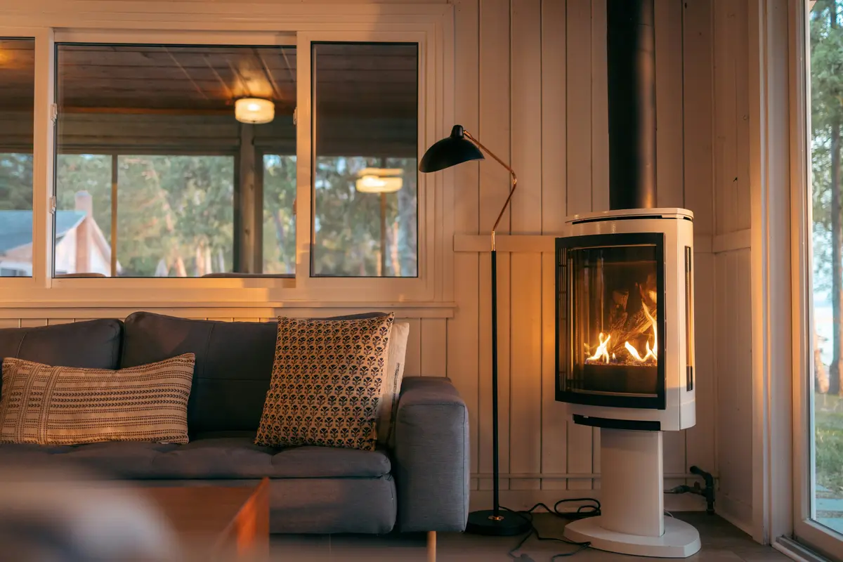 Gas fireplace in a cozy Montreal living room