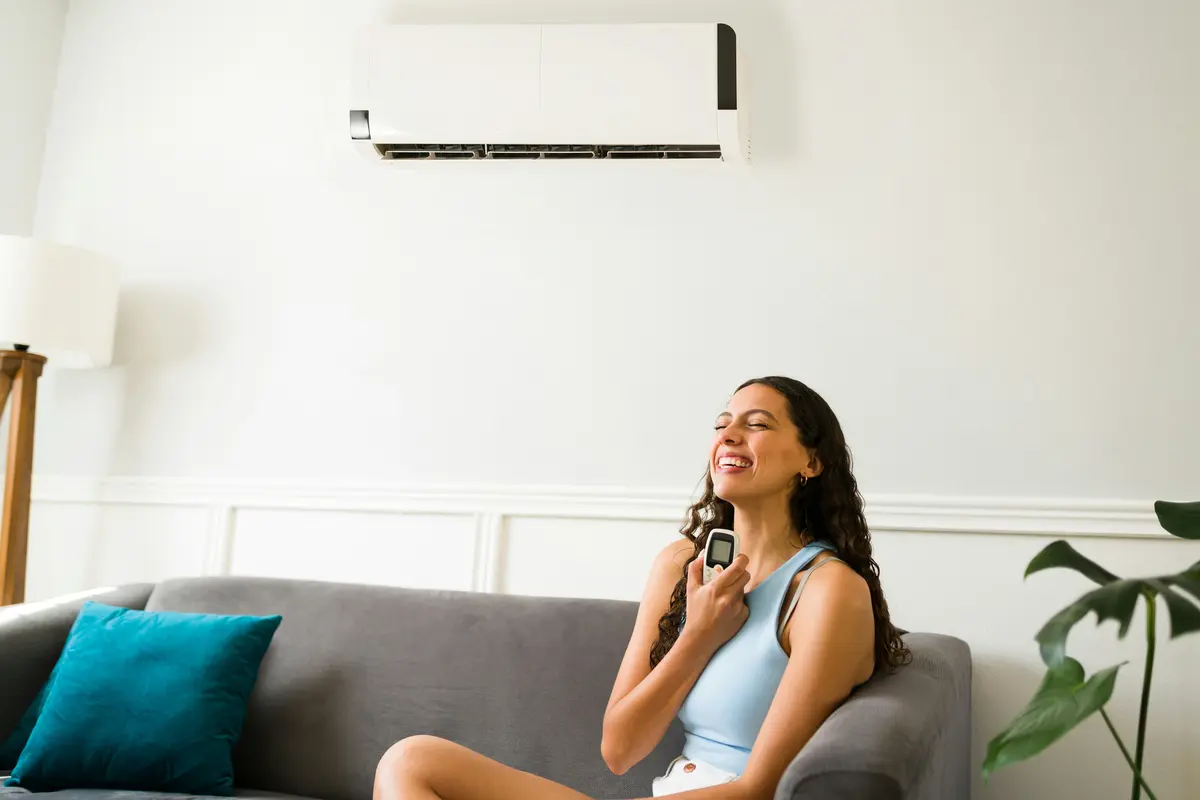 Technician servicing indoor mini-split head